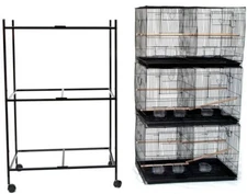 Seny Set of 3 Breeding Bird Carrier Cage with Central Dividor 30x18x18 on Stand