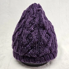Polar Extreme Beanie Hat Cap Purple OSFM Sherpa Lined Chunky Cable Knit toboggan
