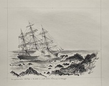 Nave A Vela Stranded Andora Motiv Marittimo Disegno Matita 1995