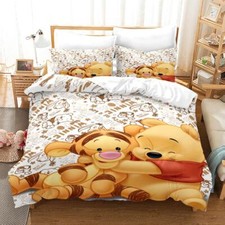 Holiday Gift Bed Set Winnie the Pooh Quilt Duvet Cover Pillowcase Single Size T1