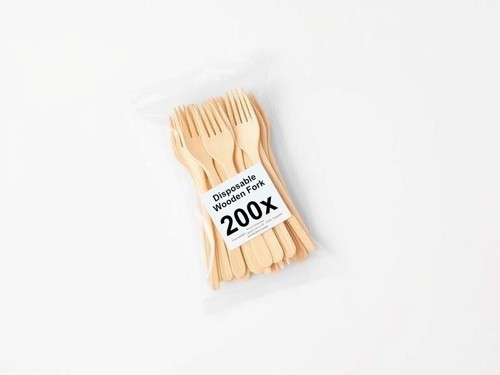 100 Wooden Forks Disposable Birchwood Biodegradable Compostable Cutlery - Picture 8 of 14