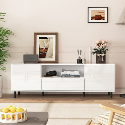 High Gloss TV Stand Entertainment Center TV Media Console for TVs up to 65in