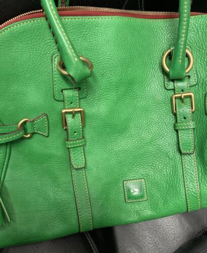 Dooney Bourke Grass or Kelly Green Florentine Leather Domed Satchel Large Bag - Picture 9 of 19