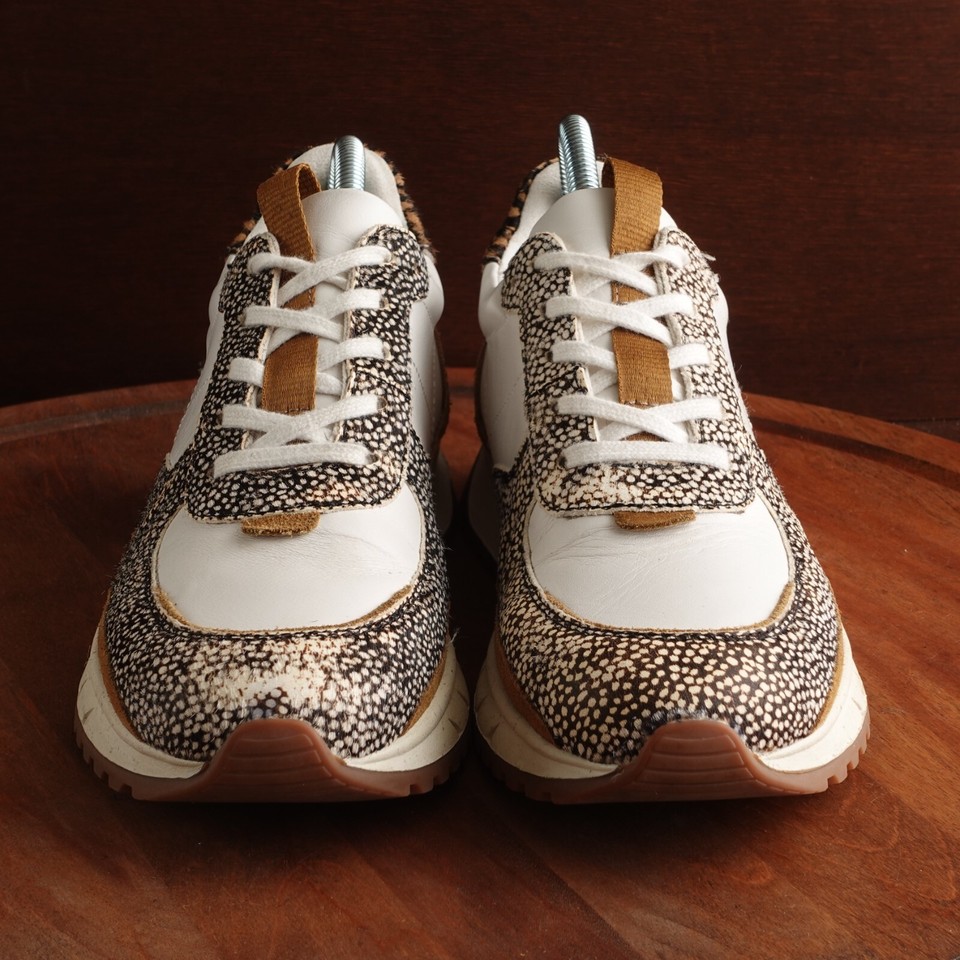 Madewell Sneakers WMS SZ 9 Cream Kickoff Trainer Leather Calf Hair Lace