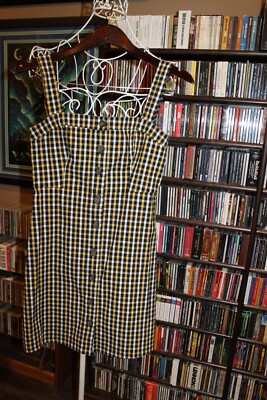 Hollister black white yellow check Jumper Dress Women's XS (bin309