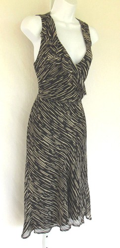 THE LIMITED SILK DRESS SIZE SIZE 8 BLACK WHITE RUFFLE OVERLAPPING BODICE LINED - Picture 8 of 12
