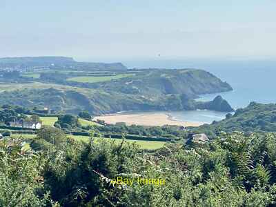 Photo 6x4 Three Cliffs Bay Fox Hole Viewed from Cefn Bryn. c2021