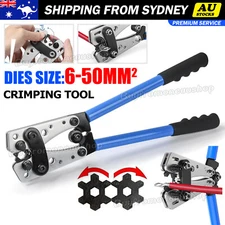 6-50mm² Plug Crimp Crimping Tool Wire Crimper Battery Cable Lug Cutter Electric