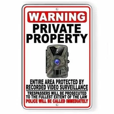 Private Property Trail Camera Recorded Video Surveillance Sign / Decal  S050