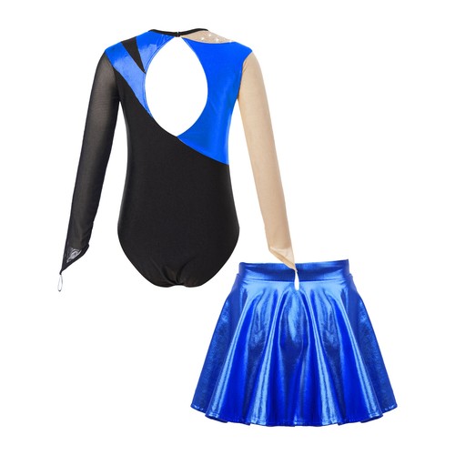 Kids Girls Dance Leotards Leotard Bodysuit Color Jumpsuit Contrast Costume Mesh - Picture 31 of 58