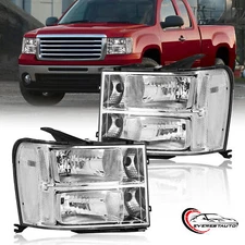 Clear Lens Headlights Assembly For 2007-2014 GMC Sierra Front Lamps One Pair New