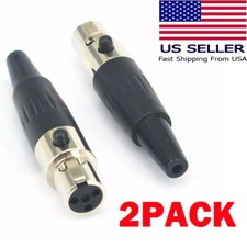 2x Mini XLR 4-Pin For Shure Wireless Headset Lapel Microphone Mic Connector USA