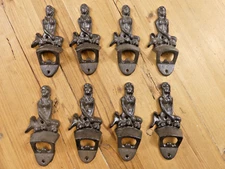 8 Rustic Mermaid Bottle Openers Cast Iron Wholesale Lot Resel Flea Market Wall