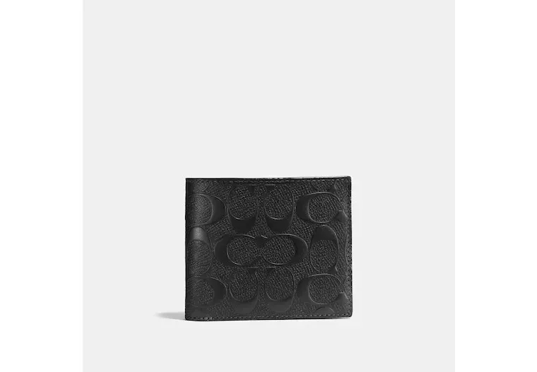 Coach Monogram Leather Folding Wallet Logo Folding Wallets (75371)