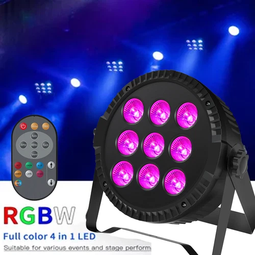 9LED 4-in-1 Par Light with Remote DMX512 RGBW Birthday Party Disco Wedding Club