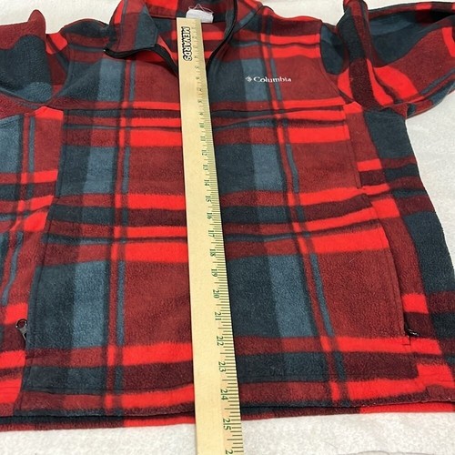 Columbia Youth/Womens Full Zip Fleece Jacket Red Plaid Size YXL Womens Small - Picture 7 of 9