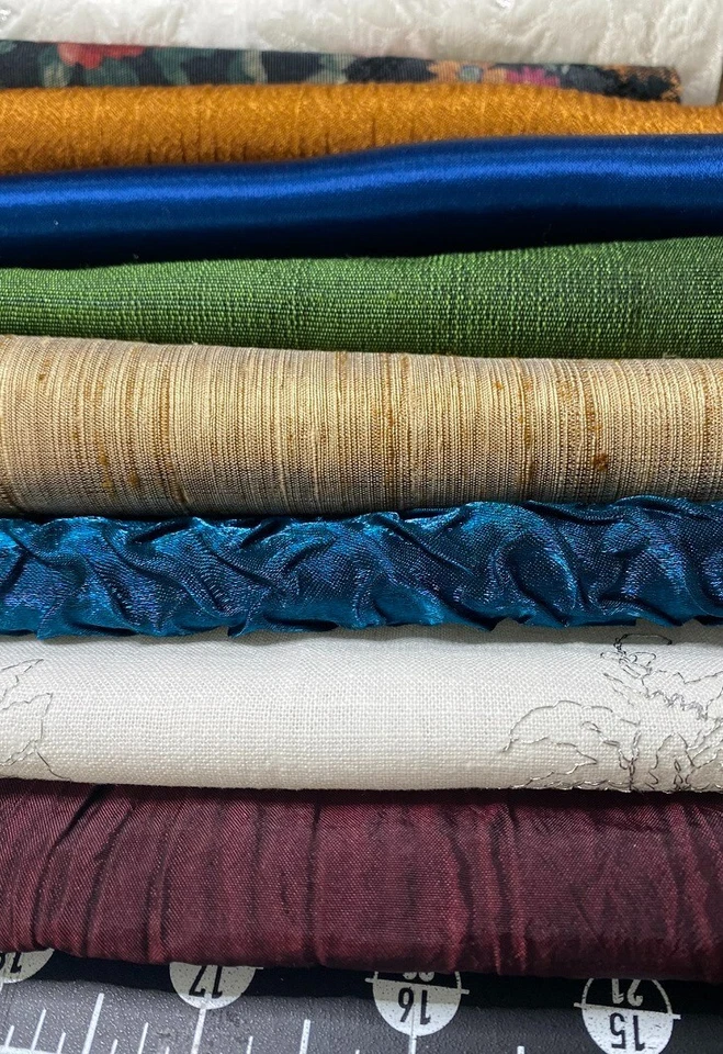 ¡Fabulosas telas de lujo! Terciopelo 50-6 pulgadas cuadradas seda lino gamuza calis satinado Foto 4 de 4