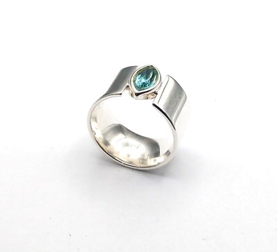 Bandring Ring  Sterling Silber 925, Gr. 52 56 58 60 hellblaue Navette