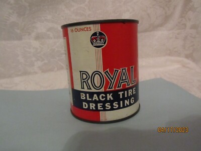 Royal Black Tire Dressing 1 Pint Tin Container 3/4 Full Made by Richman Chemical