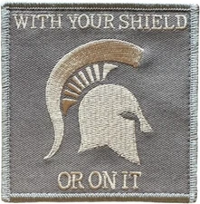 WITH YOUR SHIELD OR ON IT SPARTAN HELMET TACTICAL ACU LIGHT HOOK MORALE PATCH
