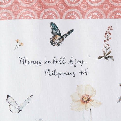 Faith Inspired Word Encouragement Fabric Shower Curtain, Biblical 70"x72" - NEW - Picture 3 of 12