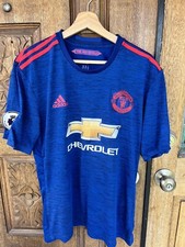 MANCHESTER UNITED AWAY FOOTBALL SHIRT 2016/2017 JERSEY ADIDAS BLUE COLOR LARGE