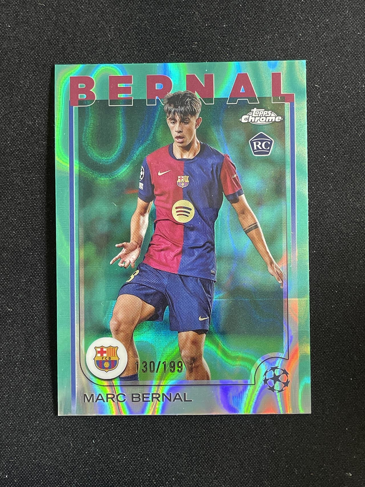 Marc Bernal 2024-25 Topps Chrome UEFA Aqua Lava Refractor 130/199 RC #39
