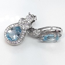 World Class 4.41ctw Swiss Topaz & White Sapphire 925 Silver Earrings