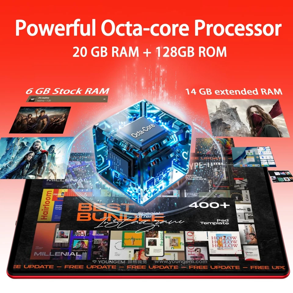 Android 15 Tablet with Keyboard Mouse, 20GB RAM + 128GB ROM (Expand to 1TB), ... - Image 3 of 4