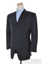 CANALI Black Striped 120s Wool Mens Blazer Sport Coat Jacket - 42 R