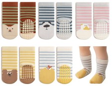 Baby Non Slip Socks - 5 Pairs Toddler Kids All Weather Crew Length Anti Skid ...