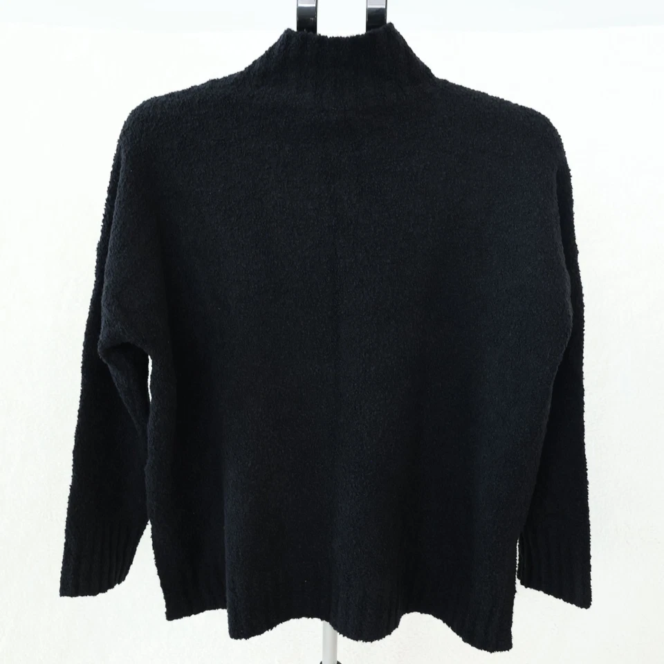 Suéter corto Eileen Fisher para mujer mediano M negro cuello falso cuadrado algodón orgánico Foto 4 de 4