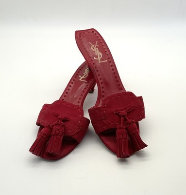 Yves Saint Laurent Schuhe Sandalen YSL Wildleder Rot 37
