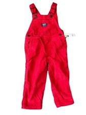 OSHKOSH B'GOSH RED CORDUROY OVERALLS SIZE 2T NWT Classic Bib Vestbak Unisex