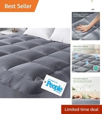 Ultra Soft Queen Size Mattress Topper - Cooling Bamboo Pillow Pad for Comfort