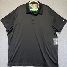 Birdie Bound Mens Black Golf Polo Shirt 3XL Tropical Print Comfort Stretch