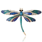Vintage Style Enamel Dragonfly Brooch Crystal Gold Insect Pin Nature Jewelry Gif
