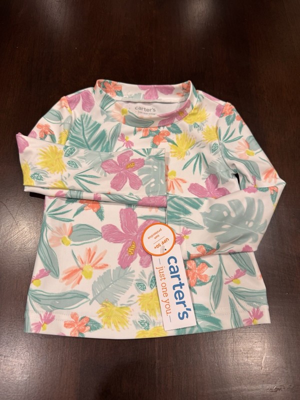 Carter’s Just One You Baby Girl 18 Mo Swim Shirt Rash Guard UPF 50 Sun Protect