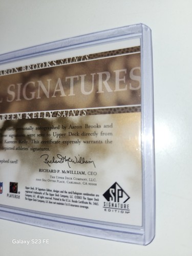 2003 Upper Deck SP Signature Edition-Dual Auto(AU) Aaron Brooks/Kareem Kelly /75 - Picture 7 of 7