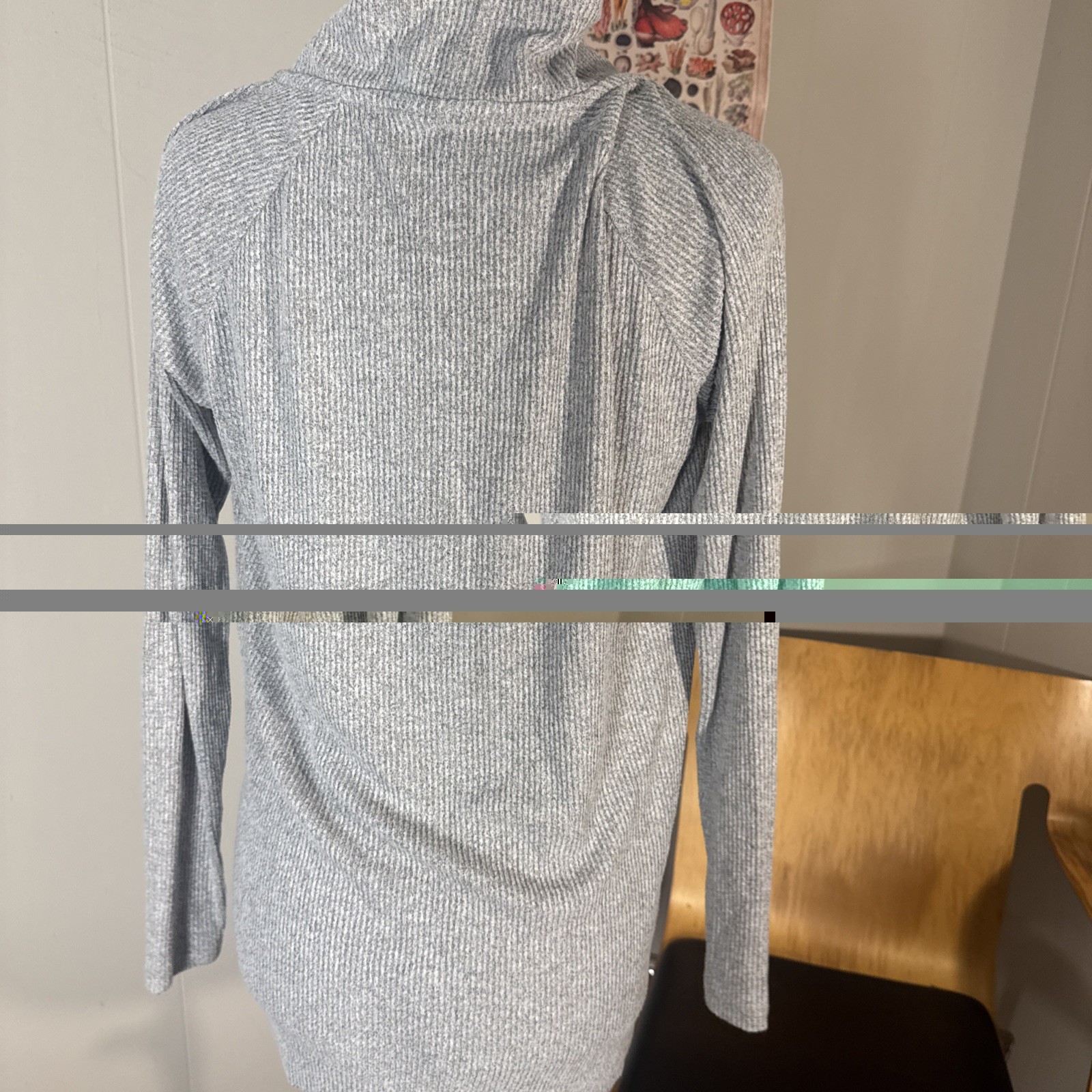 GAP Maternity Medium Drawstring Neck Gray Waffle … - image 2