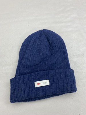 3M Thinsulate Hat Beanie Fitted Mens Navy Blue Knit Cuffed Winter Acrylic