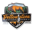Vintage Yellowstone National Park Porcelain Sign - Bison Geyser Shield Sign
