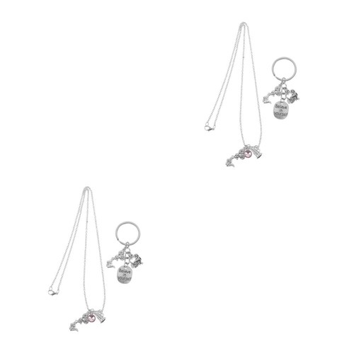 1 Set Cheer Keychain Cheerleader Necklace Cheerleading Megaphone Charm Key - Picture 17 of 20