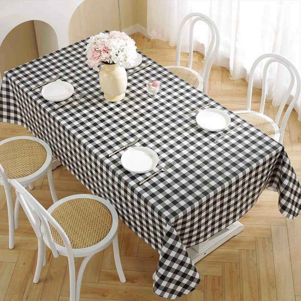 Buffalo Plaid Vinyl Tablecloth with Flannel Backing Rectangle 60 x 84 Inch Wa... - Image 2 of 4