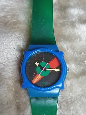 Vintage Swatch Watch 1986 GS102 ''Cosmic Encounter'' Blue Swatchguard. New Battery