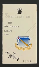 1959 Ladd Air Force Base Alaska 11th Air Division USAF Thanksgiving Vintage Menu
