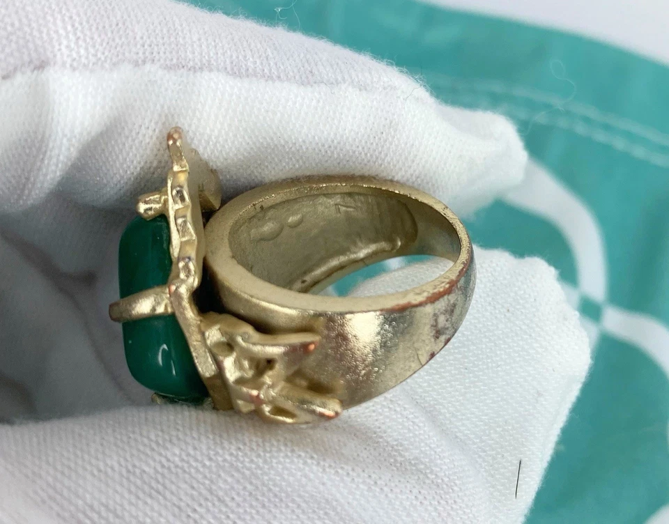Anillo de cóctel vintage Kendra Scott de oro amarillo rosa en piedra verde talla 7 Foto 4 de 4