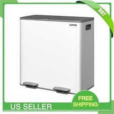 Stainless Steel Kitchen Trash Can Dual Compartment 2x40L Step-On Recycling Bin