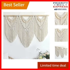 Versatile Macrame Wall Hanging - 43" W x 32" H Beige Decorative Tapestry