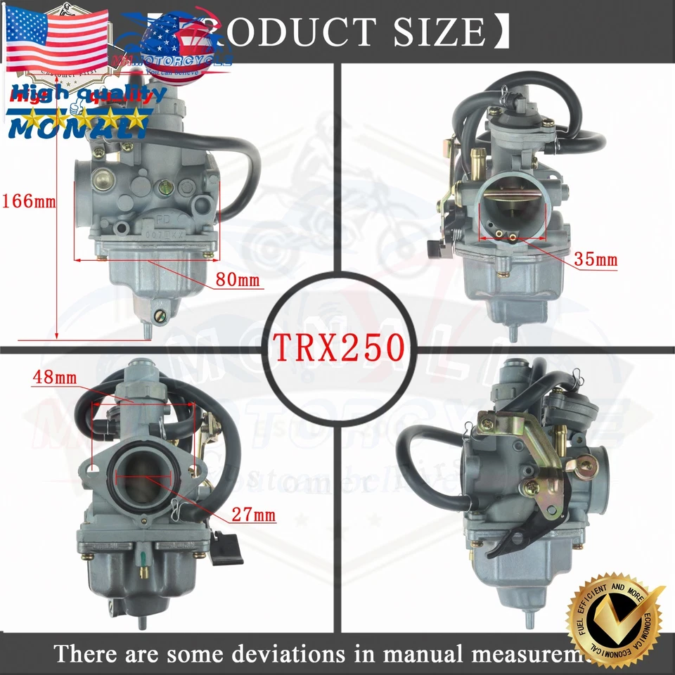 Carburetor 16-25 TRX 250 Fourtrax Recon TE TM Carb For Honda - Image 2 of 4